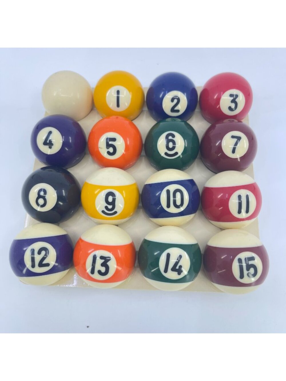 vintage complete set of mini 1  1/4" pool balls in original red box